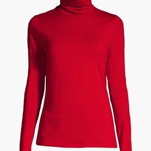 Lands' End - Lightweight Fitted Long Sleeve Turtleneck, Rich Red